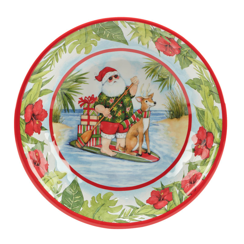 Santa's Wish Holiday Melamine Dinnerware Set, Service for 4