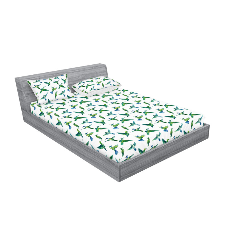 Drap-housse et taie décorative Ambesonne Jungle Art exotique vert lime bleu