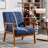 Accent Chair, Mid-century Modern Armchair With Solid Wood Frame,Armchair For Living Room, Bedroom-Navy-1774323594