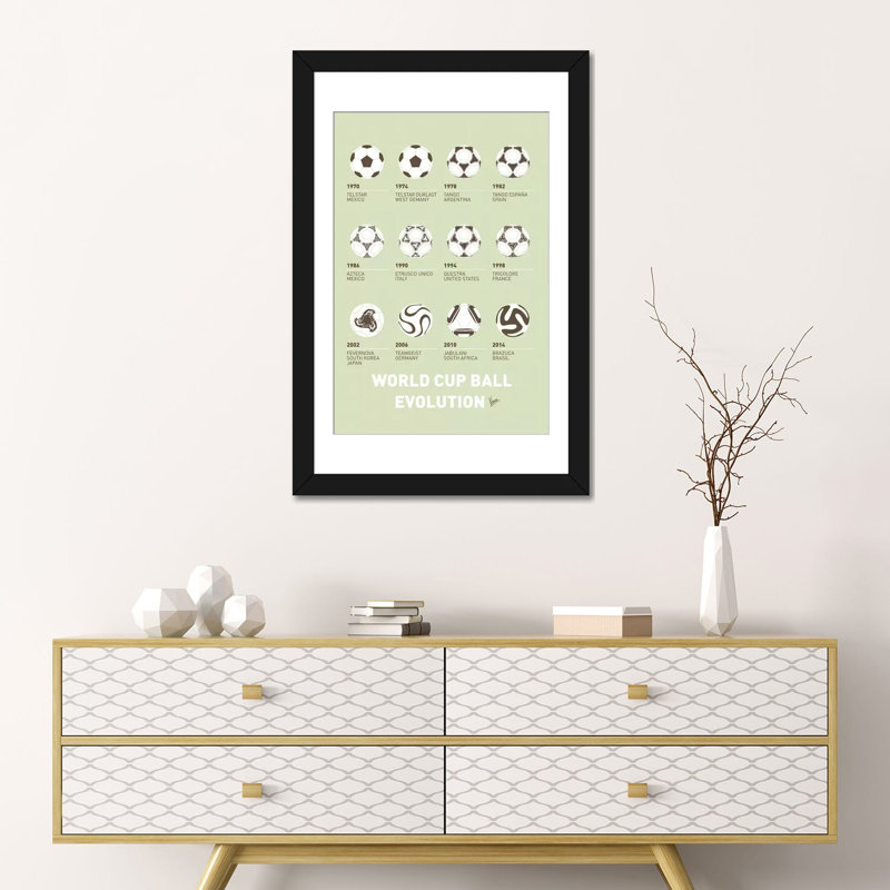 « evolution foot ball », impression sur toile, Papier d'art encadré noir, H 24 po x l 16 po x P 1 po, Blanc