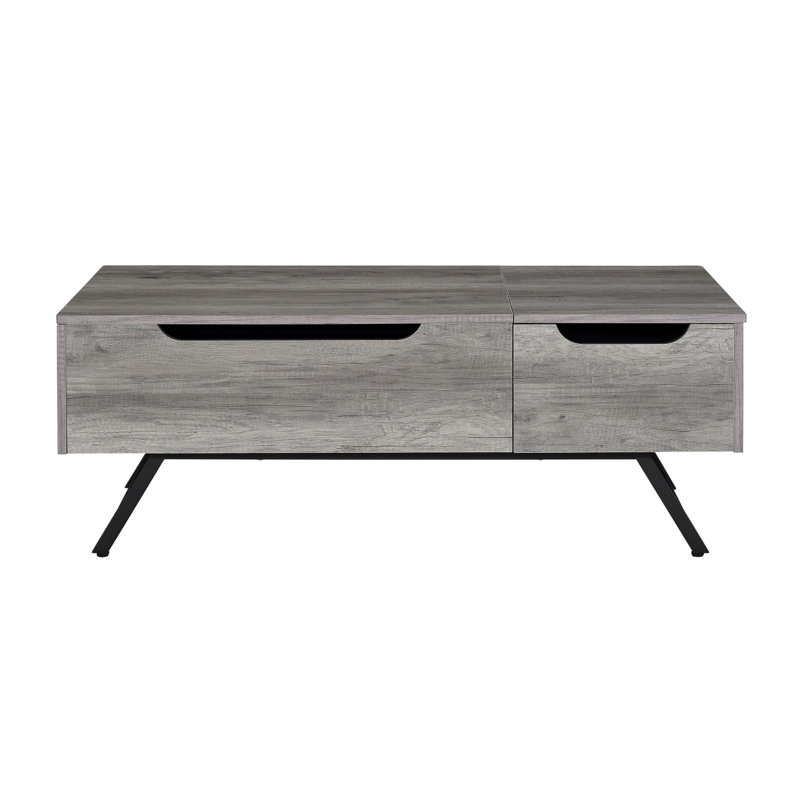 Table basse en chêne gris avec plateau relevable, Gris