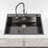 33"x22" Black Stainless Steel Drop-In Kitchen Sink – Single Bowl 16 Gauge Topmount Sink with US Drain & Hooks-123409651