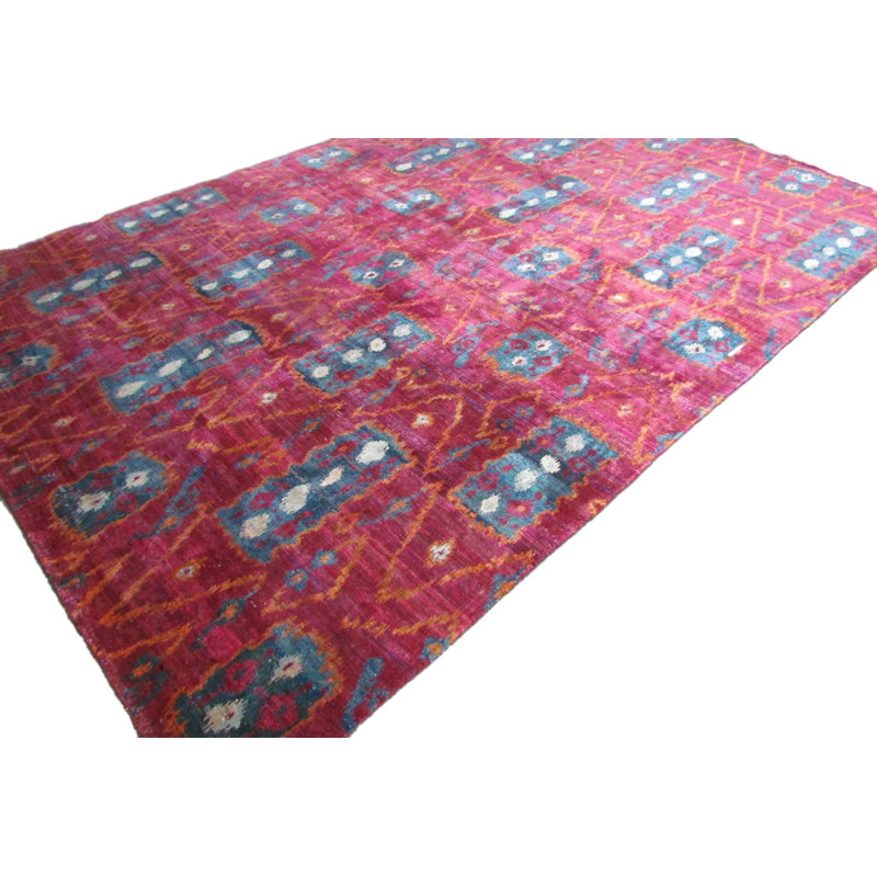 Rumi Abstract Hand-Knotted Silk Purple/Sangria/Gray/Cream Area Rug, Rectangle 8'11" x 12'3"