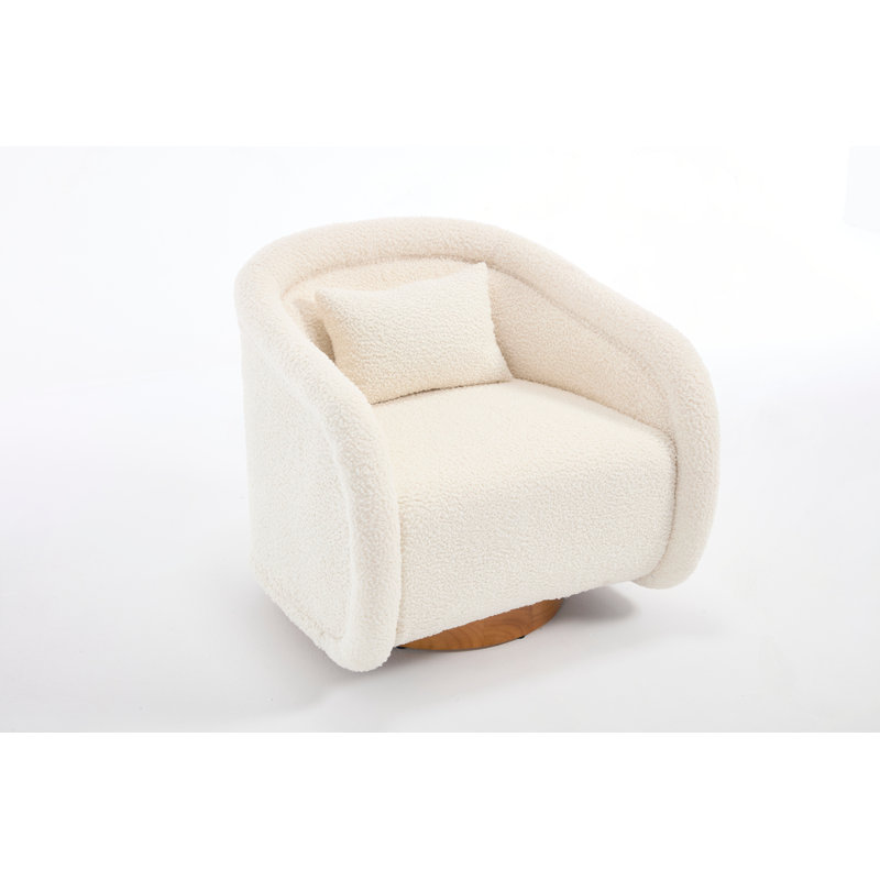 Fauteuil demi-tonneau pivotant à 360 degrés Teddy Upholstery, Blanc