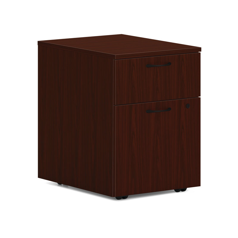 HON MOD Mobile Pedestal, 1 Box / 1 File Drawer, 15"W, Traditional Mahogany, Traditional Mahogany