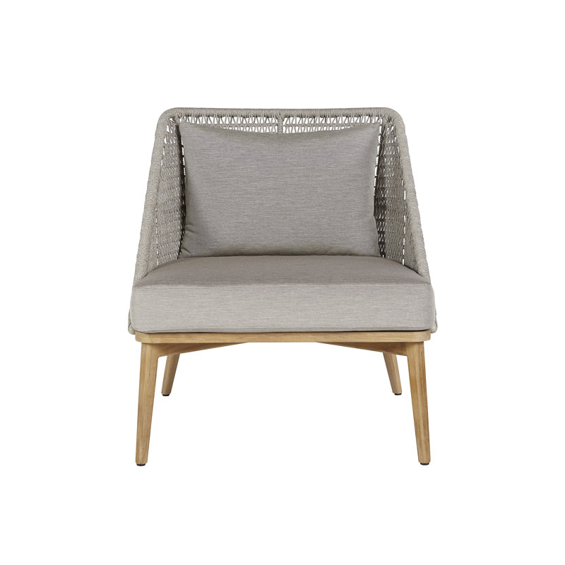 Andria Outdoor Teak Lounge Chair, Brown, Gray