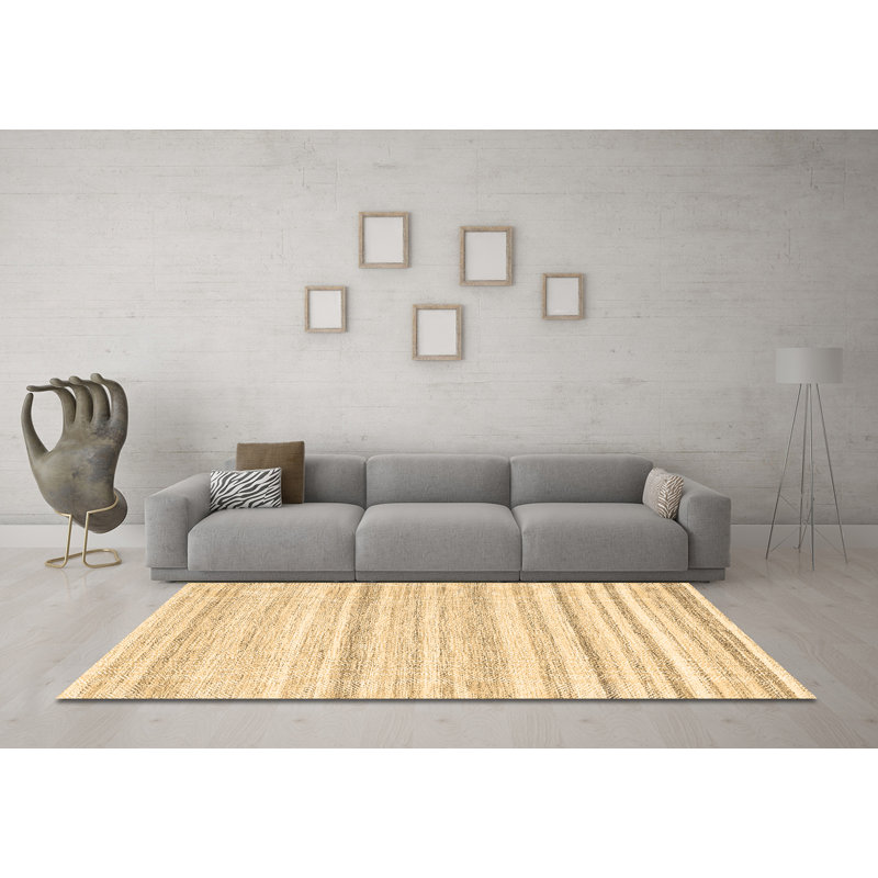Tapis contemporains brun lavable à la machine 2781, Rond 8 pi