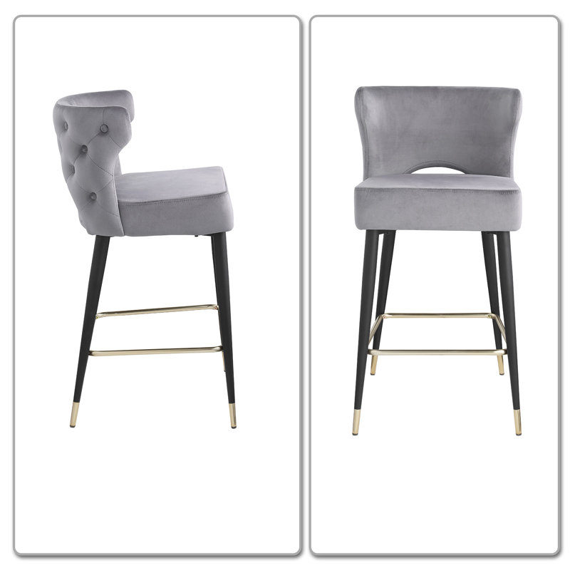 Tabouret de bar 27,61 po Yolimar Luxury, Gris