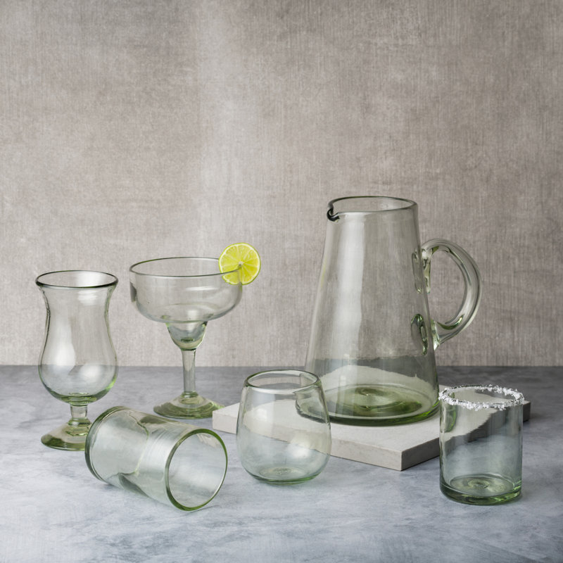 Pichet transparent en verre mexicain soufflé à la main
