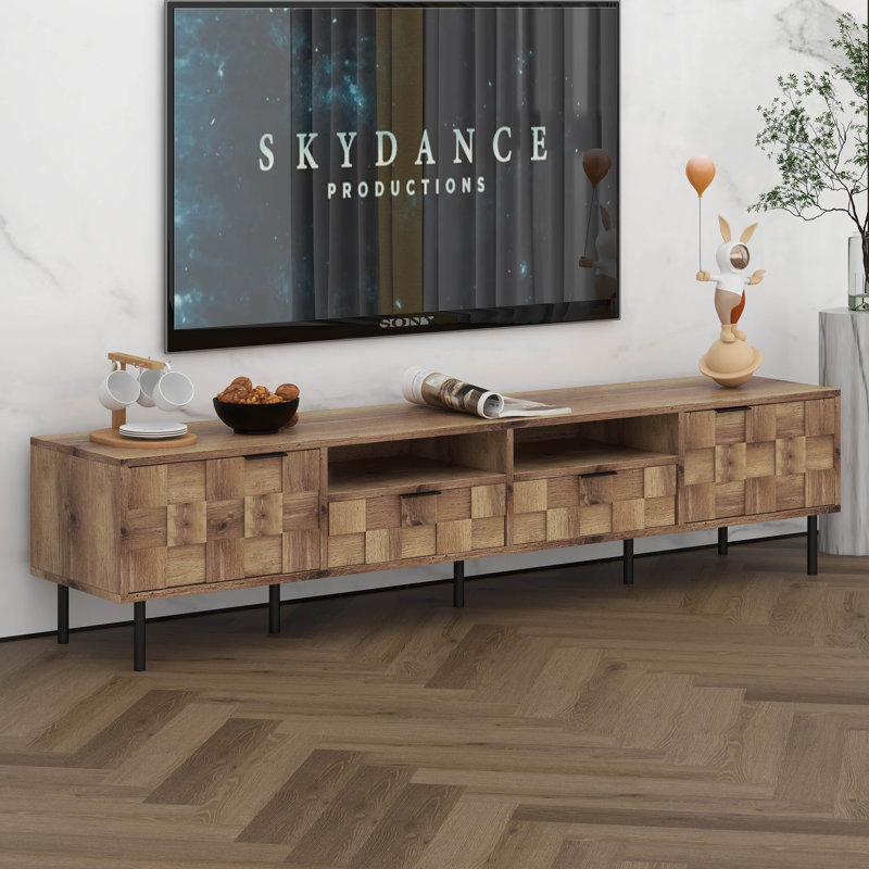 Mid Century TV Stand For Tvs Up To 85'', Entertainment Center With 2 Drawers, Media Console Table With Storage Television Stand