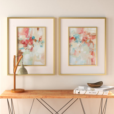 A Touch Of Blush And Rosewood Fences by Grace Feyock - 2 Piece Single Picture Frame Painting