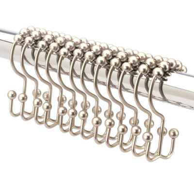 Double Sided Shower Curtain Hooks, Decorative Brushed Nickel Shower Curtain Hooks Rust Proof