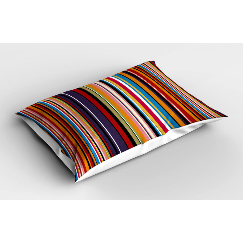 Polyester Striped Sham Set, Purple/Blue/Orange, Twin