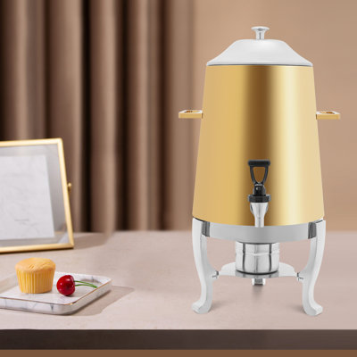 3.4Gal Stainless Steel Hot Drink Beverage Coffee Tea Dispenser With Stand And Fuel Holder