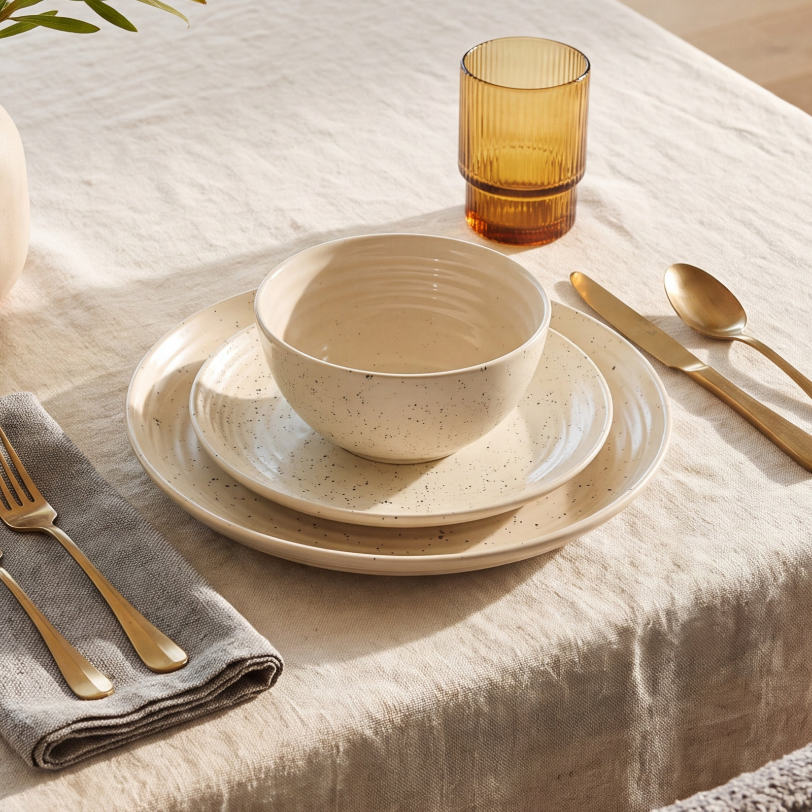Dua Stoneware Dinnerware Set, White