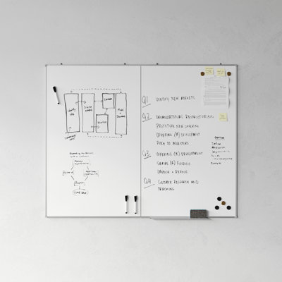 Tableau effaçable à sec magnétique en aluminium avec support mural, plateau de marqueurs