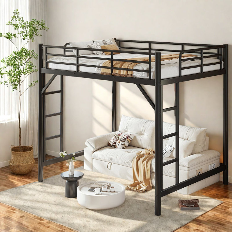 Lits peu encombrants avec rangement, lit mezzanine double en métal, chambre à coucher moderne