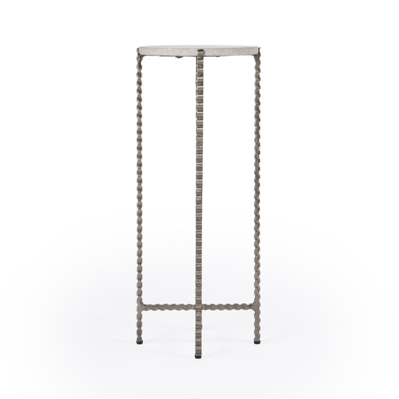 Zoa 21.75'' Tall End Table, White Marble/Gray