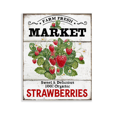 "Farm Fresh Strawberries", art mural sur bois par Creatif Belle