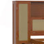Lit simple en bois avec deux casiers de rangement, un tiroir et une tablette de rangement sur la tête de lit, lit plateforme multifonctionnel avec rotin naturel-1128511409