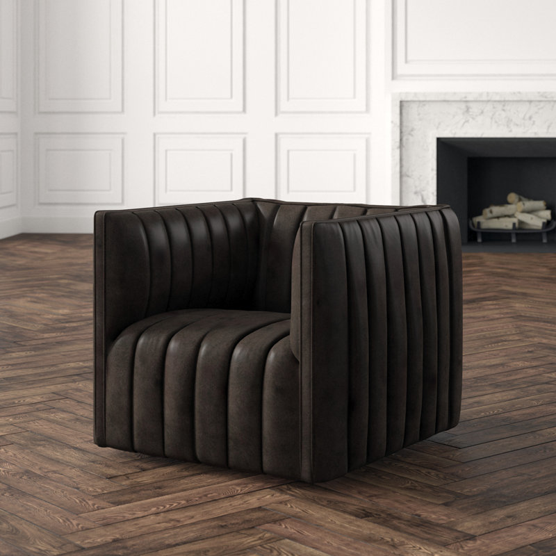 Augustine Swivel Armchair, Palermo Drift Top Grain Leather