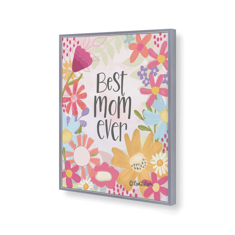 «Best Mom Ever» par Lisa Larson, reproduction d'art, L 24 po x H 32 po, Argent, Impression encadrée