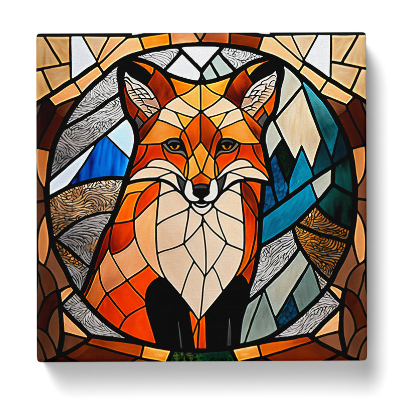 Fox Stained Glass Effect - Wrapped Canvas, 50cm H x 50cm W x 3cm D