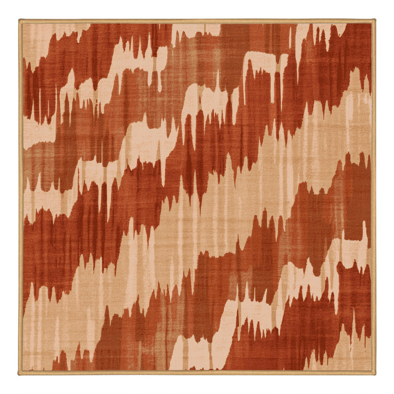 Machine Washable Wynsum Global Inspired Ikat Rug in Brown – LightBrown Binding, 4' Square