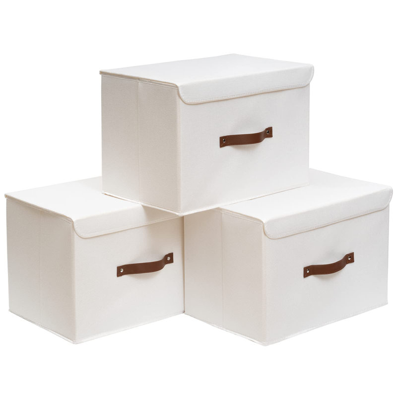 Corrigan Studio Fabric Decorative Bin, White