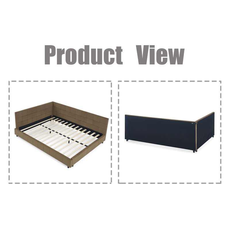 Ilko Queen Size Upholstered Tufted Bed Frame, Brown