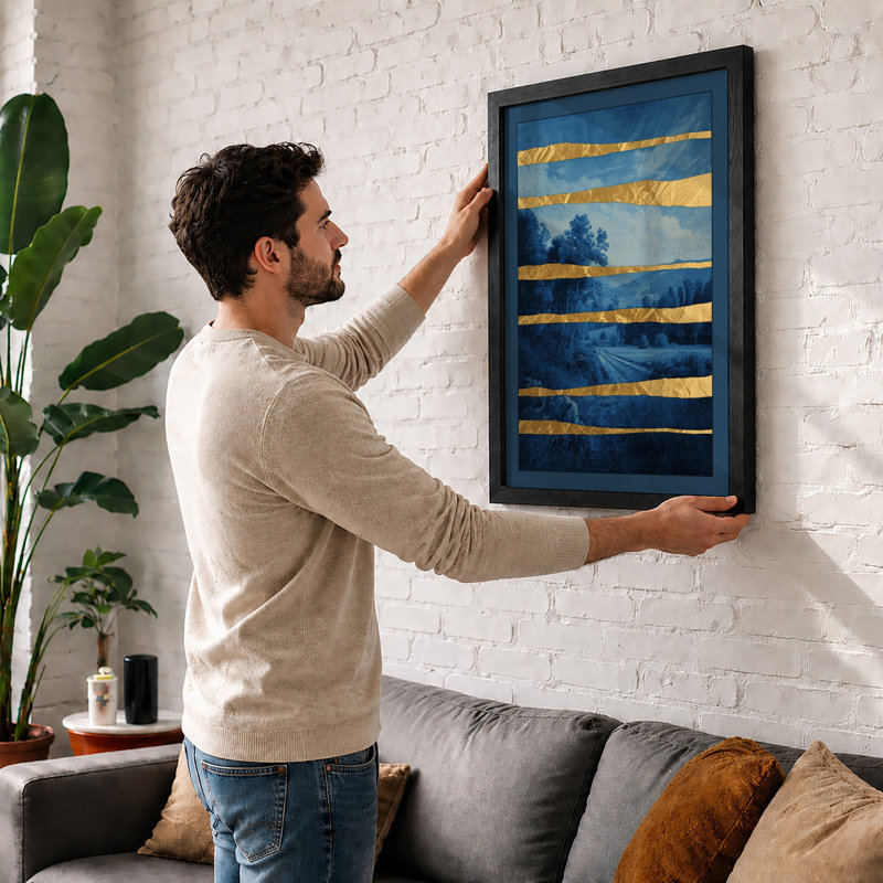 Layered Horizon Modern - Framed Print, A2 - 59.4 x 42.0 cm, White