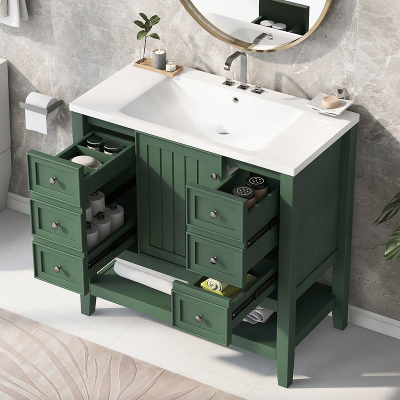 Meuble-lavabo 36 po avec lavabo, Vert