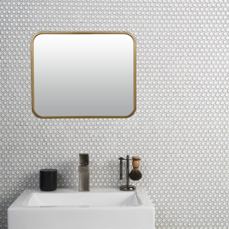 Eden 1" Rimmed Penny Round Matte Porcelain Mosaic Tile, Matte White