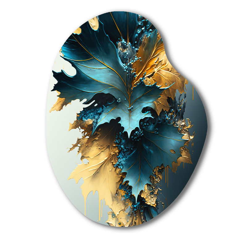 «Everett - Unique Shape Leaves», reproduction d'art asymétrique en métal, H 38 po x l 28 po x P 1 po