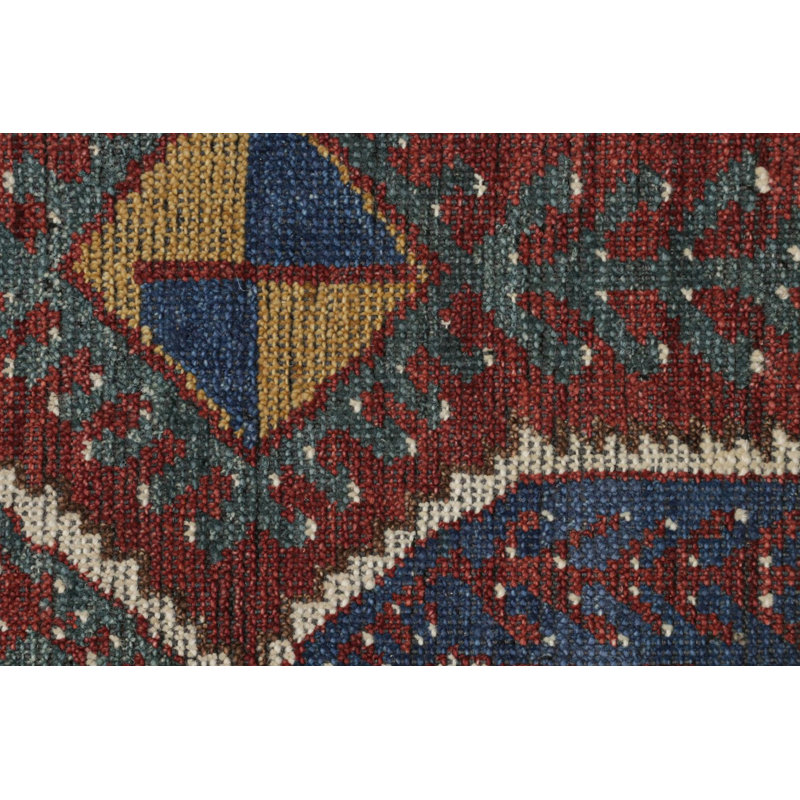 Rug & Kilim’S Tribal Rug In Burgundy Red With Primitivist Geometric Patterns, Rectangle 6' x 9'