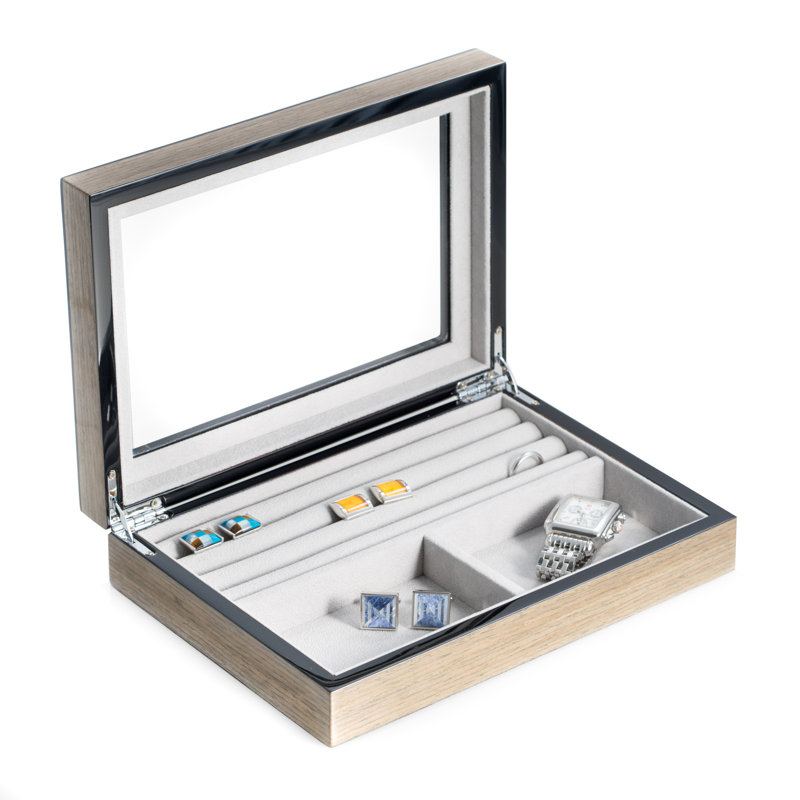 Wood Jewelry Box +, Grey