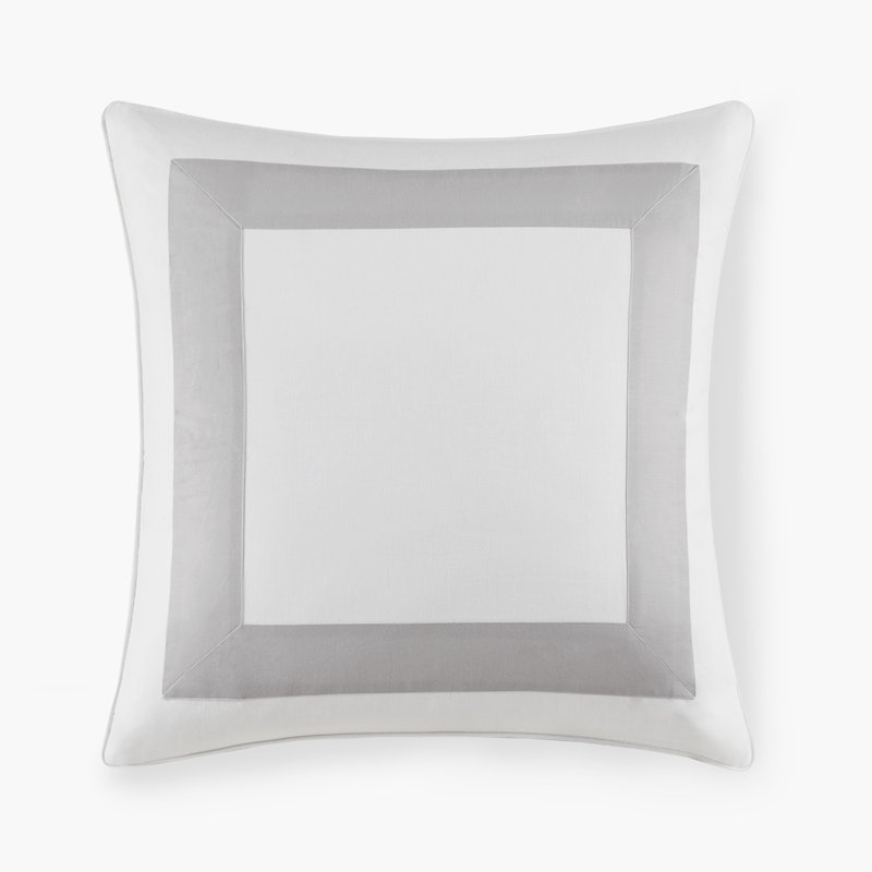 Gray Cotton Euro Sham with Border Embellishment