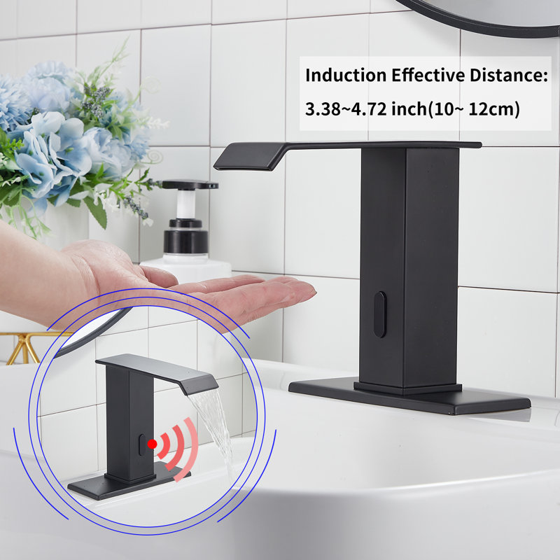 Robinet de lavabo de salle de bain sans capteur avec capteur automatique Auto-P-3007, Noir mat