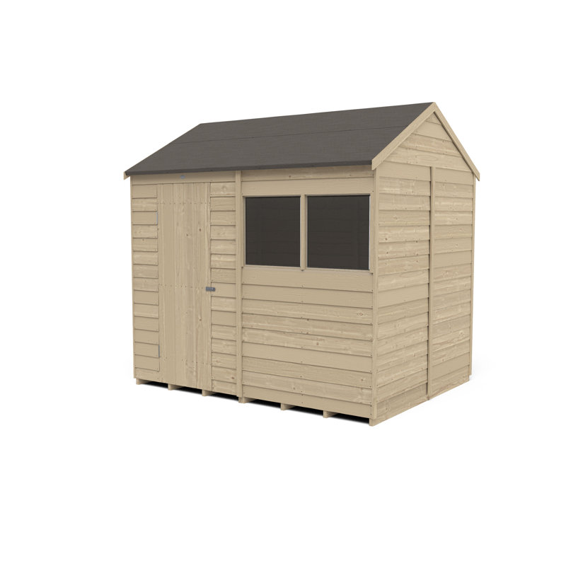 Overlap Pressure Treated 8X6 Reverse Apex Shed in , Natural Timber