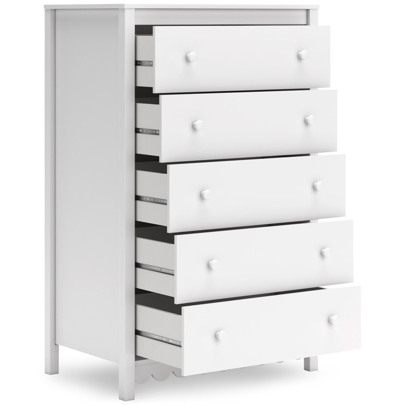 White Matte 5-Drawer Transitional Tall Dresser