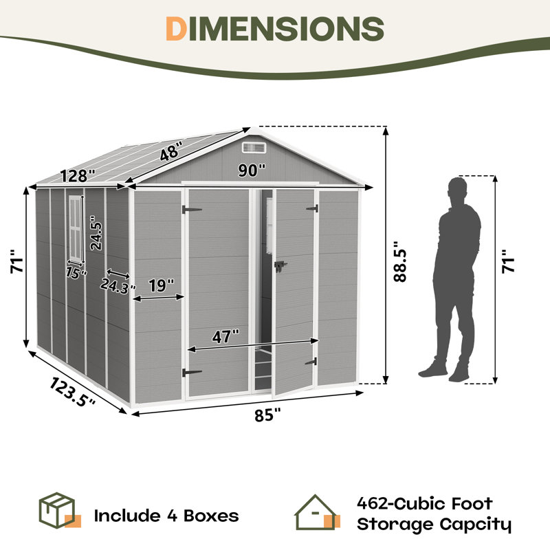 8ft x 10ft Versatile Outdoor Resin Tool Shed