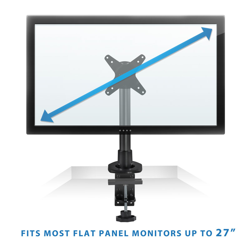 Black Adjustable Single Monitor Desk Mount with C-Clamp