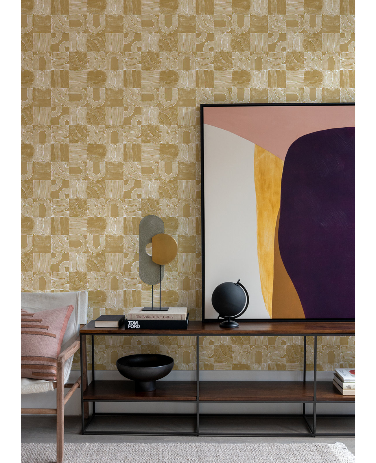 Jacobsen Modern Peel & Stick Geometric Wallpaper, Yellow