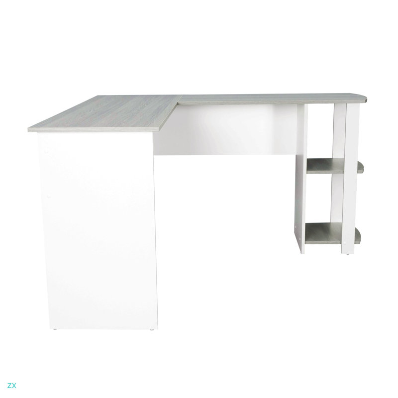 Bureau moderne en L avec tablettes latérales