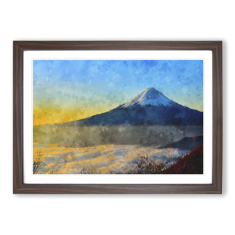 Mount Fuji - Picture Frame Painting, 48cm H x 65cm W x 2cm D, Walnut Framed
