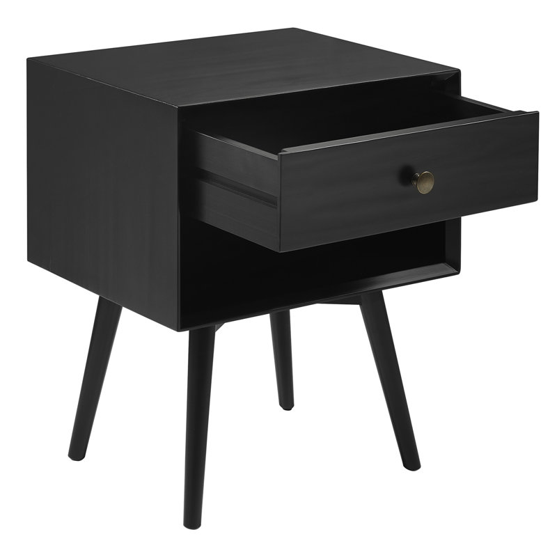 Tables de chevet Akshan Mid-Century Modern, Noir