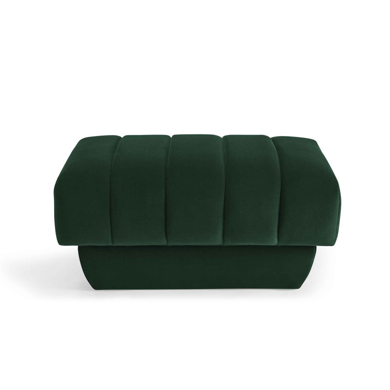 87.9Cm Wide Velvet Square Footstool Ottoman, Green Velvet
