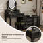 Coiffeuse et armoires de rangement en bois massif rétro noir avec miroir et tabouret