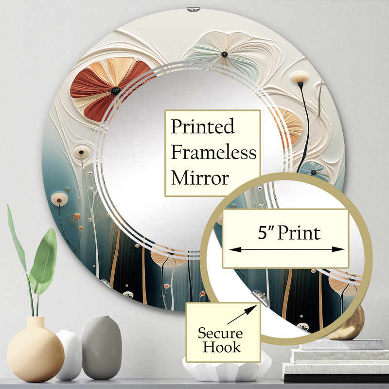 Boyné - Miroir mural rond moderne, 24 po x 24 po