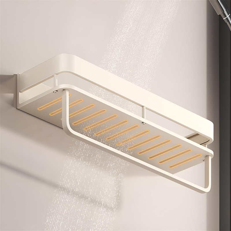 Tablette d'angle sans perçage pour salle de bain, H 4,92 po x l 19,68 po x P 2,36 po